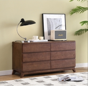 Solid Wood <b>Black</b> Walnut Color Bedroom Organizer Modern 6 Drawer Dresser Storage Living Room Side Cabinet - Product Image 1