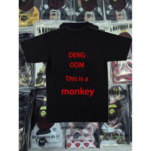 เสื้อยืดผู้ชายพิมพ์ลายทรงหลวมดีไซน์แฟชั่นสไตล์สปอร์ตลำลอง - Product Image 1