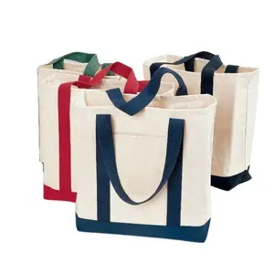 Kustom Logo genggam satu bahu ramah lingkungan belanja tas katun kapasitas besar didaur ulang tas Tote wanita