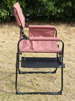 Chaise pliante de réalisateur en acier avec logo personnalisé et table latérale, siège compact de loisirs extérieur en Oxford 600D