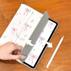 เคสสำหรับ iPad รุ่นที่ 11 ปี 2025 (11 นิ้ว) แบบใส พับได้สามตอน ทำจากซิลิโคน ลายโบว์สีชมพู ป้องกันการกระแทก - Product Image 5