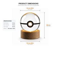 Vente en gros : Boîte cadeau, Boule de cristal K9 vierge transparente de 50 mm (2 pouces) avec base LED pour veilleuse et gravure 3D