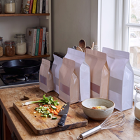 Sacs d'emballage alimentaire à fond plat, sacs en papier kraft pour thé et café, sachets debout pour en-cas et confiseries avec fenêtre transparente sur le devant