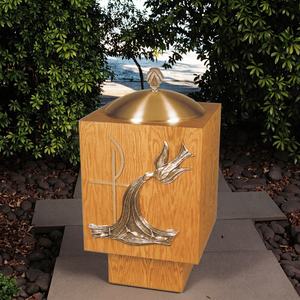 Carattere battesimale in legno massello intagliato artigianale gotico Design moderno chiesa mobili per la scuola e le cappelle parrocchiali - Product Image 2