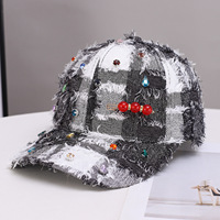 Gorra de Béisbol de Tela Esponjosa Estilo Americano con Adornos de Cuentas, Gorro para Adultos para Fiestas y Bodas, Disponible en Stock, Venta al Por Mayor