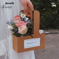 Boîte cadeau rigide en papier kraft mat, très vendue, pour fleurs, gâteaux et café, idéale pour les boissons à emporter au thé au lait d'automne