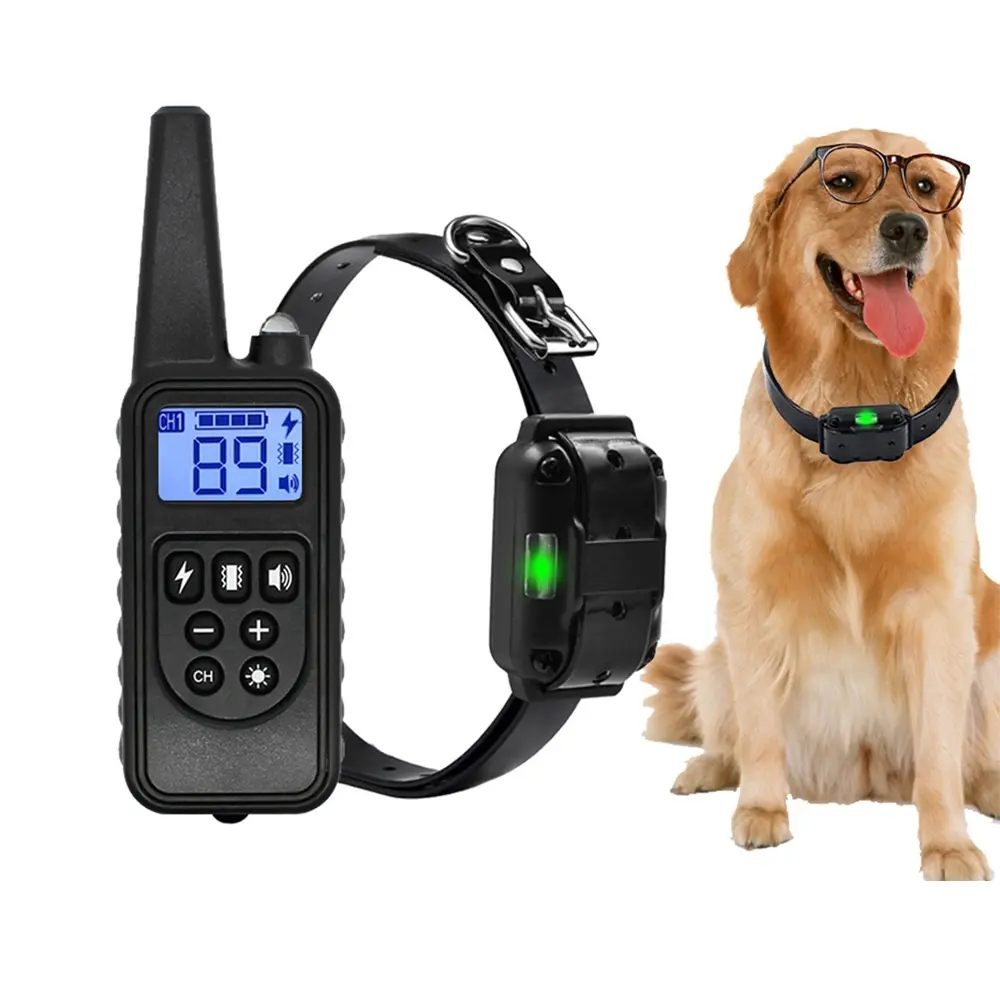 Coleira de cachorro LCD com controle remoto, rolha para latidos de animais de estimação, coleira de treinamento elétrica à prova d'água, choque de bipe, para cães