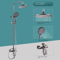 Ensemble de douche mural carré moderne et minimaliste en alliage de zinc chromé à trois réglages pour salle de bain, complet et pressurisé