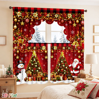 Frohe Weihnachten, Weihnachtsmann und Rentier-Vorhänge, Polyester-Vorhänge für Innendekoration, Neujahrsvorhänge, Heimdekorationen