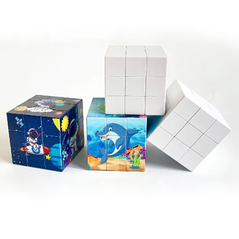 Mainan kubus Rubik Magic kustomisasi cetak UV untuk anak-anak 5.6 cm kubus ajaib Promosi