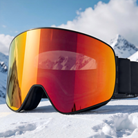 Masque de ski OEM/ODM avec logo personnalisé, anti-buée, protection UV400, lentille photochromique en polycarbonate, sangle réglable, monture TPU, design à bordure complète