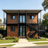 Maison préfabriquée de luxe à deux étages, 4 chambres, toit plat, salle de bain complète de 20 pieds avec terrasse et auvent, extensible, en conteneur
