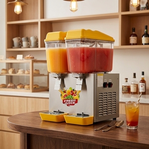 Distributeur de jus de fruits et de thé au lait en acier inoxydable, qualité commerciale, 2 robinets, robinet de distribution de qualité supérieure - Product Image 2