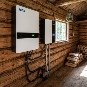 Kit de stockage d'énergie solaire hors réseau pour cabane en rondins, onduleur à onde sinusoïdale pure 5KW, batterie de secours murale LiFePO4 10KWh pour maison isolée - Product Image 1