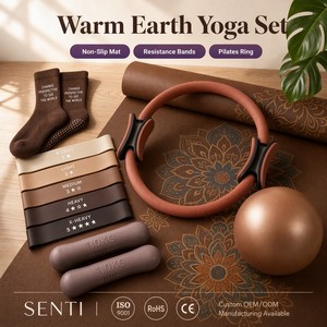 Premium Quality High Density Yoga Gift Set Mat <b>Magic</b> Circle Foam Roller Strap Bag and Exercise Band for Her St-yjtz-002 Non-Slip - Product Image 3
