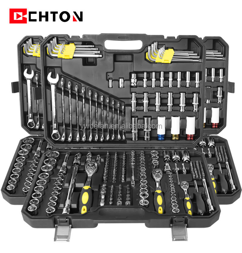 222 Pcs 1/2" 3/8" 1/4" Dr Socket Wrench Tool Set Car Mechanics Auto Repair Herramientas Kit Box Hand Tools