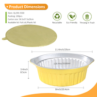 Contenants alimentaires ronds en aluminium jetables de 3500 ml, compatibles micro-ondes, avec couvercles en plastique, qualité alimentaire, moulage par thermoscellage