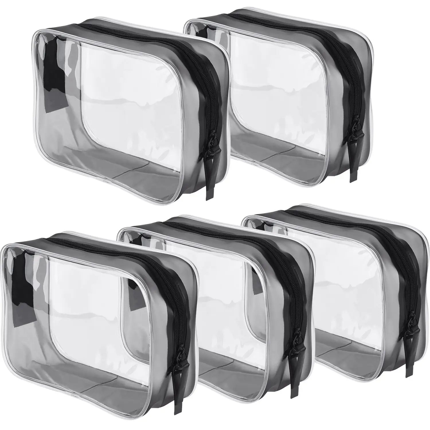 5 Pack IN PVC Trasparente Con Zip Custodia per il trasporto Portatile di Trucco Cosmetico Del Sacchetto di Cortesia per le Vacanze Bagno e Organizzare