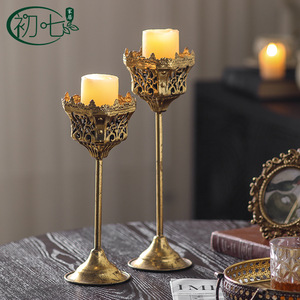 European Style Gold <b>Candlestick</b> Iron Christmas Decor For Guesthouse Hotel - Product Image 4