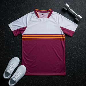 เสื้อเจอร์ซีย์แบบซับลิเมชั่นสั่งทำพิเศษ โลโก้ด้านหน้า โพลีเอสเตอร์ 100% สำหรับการแข่งขันและฝึกซ้อม ระบายอากาศได้ดี แขนสั้น ทรงปกติ เสื้อผ้าสำหรับผู้ใหญ่ - Product Image 1
