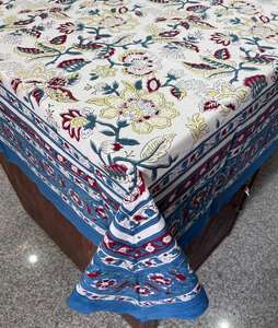 Latest Hot Traditional Design Cotton Table Cloth Six Napkin Hand Block Print Lace Cover Floral Square Pattern Wedding Home <b>Party</b> - Product Image 4