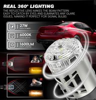 Ampoules LED CB9 CANBUS super lumineuses 1156 BA15S BAU15S P21W PY21W avec 7035 puces LED 27W 1600LM Anti-Hyper Flash et projecteur Len
