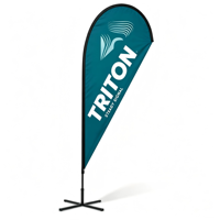 Drapeau plume personnalisé de 2,8 m avec logo, base croisée, sac d'eau et sac Oxford pour promotions saisonnières