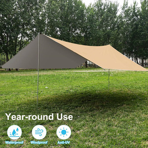 Abri de pluie pour hamac, bâche de camping 12x10FT avec poteaux, bâche de tente de survie imperméable et ultralégère - Product Image 4