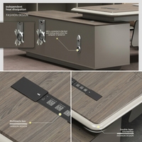 Bureau de direction - Design minimaliste moderne en forme de L, style luxe léger avec armoire latérale et ensemble de chaise de bureau