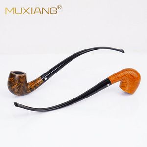 Muxiang Wooden Tobacco Pipe Bent Type 9mm Filter Solid Briar Wood Smoking Pipe For Men Gift - Product Image 2