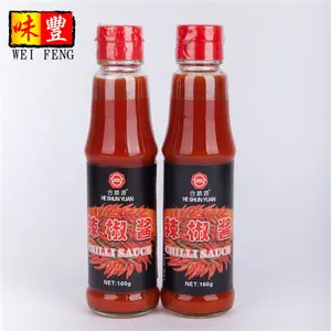 Botella de cristal China aprobada por HALAL, pasta de pimienta roja, 320g