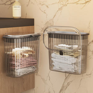 Panier à linge mural rectangulaire anti-poussière avec couvercle pour salle de bain, maison, dortoir, organisateur de rangement - Product Image 4