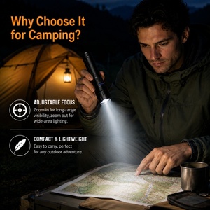 Torcia <span class=keywords><strong>LED</strong></span> Ultra Luminosa 1000 <span class=keywords><strong>Lumen</strong></span> con Batteria 18650 21700, Zoom Regolabile, Ricaricabile, per Autodifesa e Campeggio, Torcia Tattica - Product Image 3