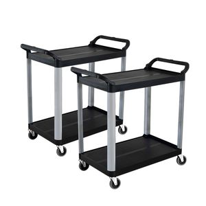 Carrito de cocina negro DB 2x de 2 niveles, carrito de comida portátil de 845x430x940mm con ruedas para uso doméstico o comercial - Product Image 4