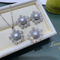 Ensemble de bijoux de luxe en zircon incrusté de perles d'eau douce véritables bijoux en plaqué or et argent à la mode bijoux naturels Peal