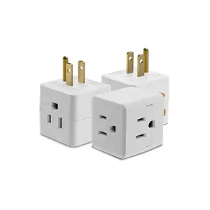 3 Outlet 3 Sided Triple Cube Grounding Adapter