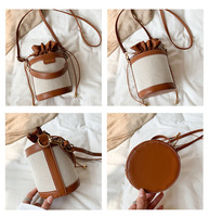 Tas Selempang Wanita Gaya Vintage Jepang Model Bucket Tali Tunggal PU Tahan Air Ritsleting Penutup Tas Selempang Musim Panas untuk Bepergian Tas Wanita Modis