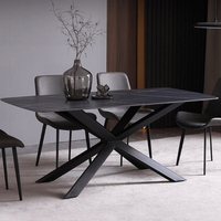 Table de bureau sur pied en ardoise blanche brillante de montagne de neige 8 places en marbre