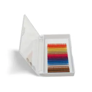 Extensiones de pestañas de colores de 0,05mm 16 filas bandejas de extensión de pestañas de arcoíris hechas a mano C/CC/D/DD Curl 7-15mm