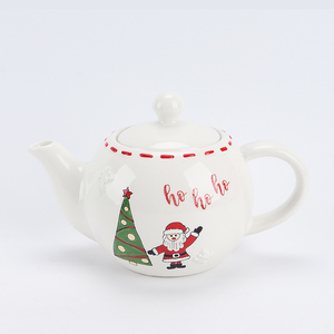 Plateau de Noël festif en céramique à 4 compartiments - Motif Père Noël, sapin et canne à sucre avec bords cousus rouges. - Product Image 3