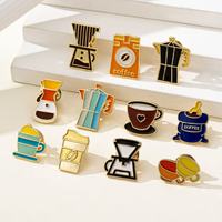 Broches en métal en gros, série café mignonne, badges souvenir tasses et machines à café pour baristas et amateurs de café