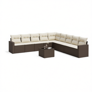 Set di Divani da Giardino in Rattan PE Marrone Moderno, Arredamento Modulare per Esterni con Design Elegante - Product Image 1