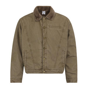 Giacca Bomber Invernale Retrò da Uomo, Design Vintage Lavato, Felpata e Ispessita, Calda, Streetwear con Stampa a Rilievo a Motivo Cuore - Product Image 2