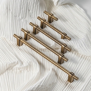 黄铜滚花拉手 简约厨房抽屉拉手 衣柜/梳妆台旋钮 家居家具 - Product Image 1