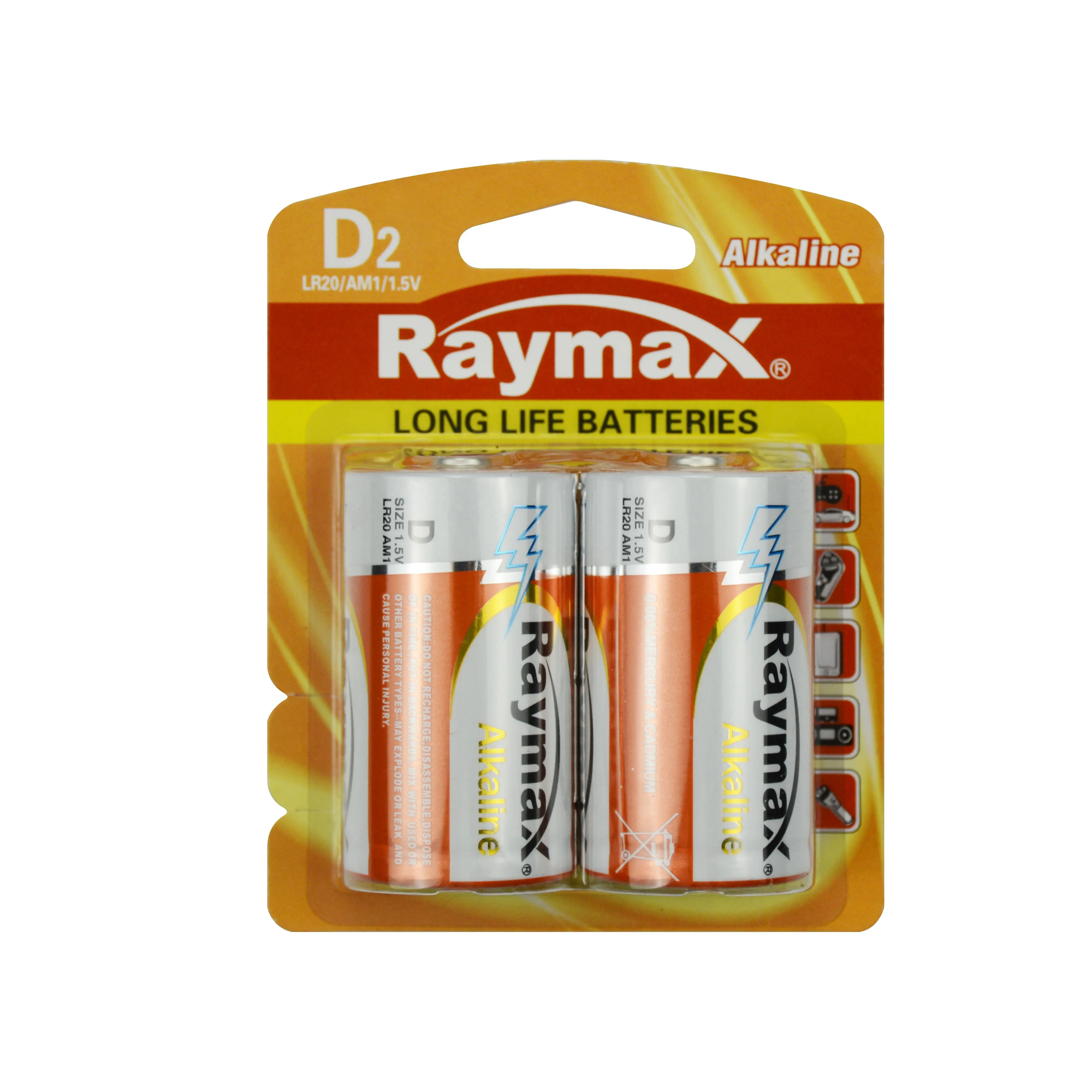 Raymax proveedor de la batería principal etiqueta marcas OEM LR20 D larga vida alcalina de la batería de 1,5 V baterías secas