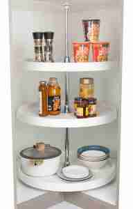 Cesta giratoria de 360 grados, <span class=keywords><strong>armario</strong></span> de esquina de PP, accesorio de <span class=keywords><strong>armario</strong></span>, juego redondo de plástico Lazy Susan de tres neumáticos - Product Image 2