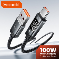 Cable Trenzado Toocki USB-A a Tipo-C de 100W con Carga Rápida y Transferencia de Datos, Pantalla OLED de 6A para iPhone 16/17, para 70 Honor 80 Pro