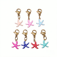 10 Breloques en émail en acier inoxydable, motifs étoile de mer, poisson, pieuvre, avec fermoir mousqueton, accessoires pour la fabrication de bijoux DIY