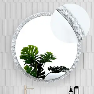Luxury Round Led Salon Mirror Oval Wall Smart Bathroom Crystal Led Diamond Mirror With Led Light
