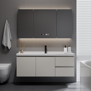 Armoire de salle de bain murale intelligente avec miroir intégré, en MDF, résistante à l'eau, au design moderne et minimaliste, personnalisable - Product Image 4